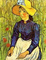 Винсент Виллем Ван Гог Молодая крестьянка в соломенной шляпе в пшенице Овер 1890г, ван-гог.рф